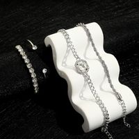 Shiny Geometric Alloy Plating Artificial Diamond Women's Bracelets 4 Piece Set main image 4