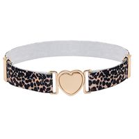 Fashion Heart Shape Leopard Alloy Elastic Band Women's Woven Belts main image 3