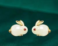 Süß Kaninchen Legierung Emaille Inlay Künstliche Edelsteine Frau Armbänder Ohrringe Halskette sku image 5