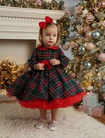 Christmas Princess Color Block Bow Knot Cotton Girls Dresses main image 2