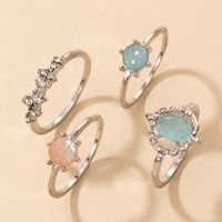 Fashion Geometric Alloy Inlay Artificial Gemstones Unisex Rings 4 Pieces main image 4