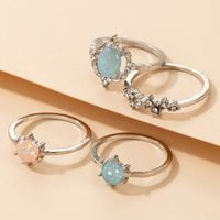 Fashion Geometric Alloy Inlay Artificial Gemstones Unisex Rings 4 Pieces main image 3