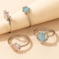 Fashion Geometric Alloy Inlay Artificial Gemstones Unisex Rings 4 Pieces main image 2