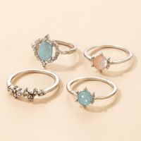 Fashion Geometric Alloy Inlay Artificial Gemstones Unisex Rings 4 Pieces main image 5