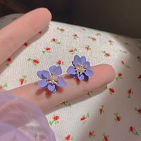 Sweet Heart Shape Flower Alloy Rhinestones Women's Drop Earrings 1 Pair sku image 8