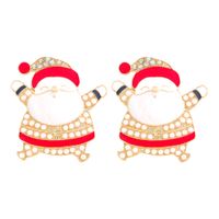 Cute Santa Claus Alloy Inlay Rhinestones Women's Earrings 1 Pair sku image 1
