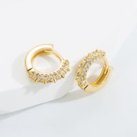 Fashion Cross Copper Gold Plated Zircon Hoop Earrings 1 Pair sku image 2