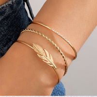 Fashion Stacking Gold And Silver Glossy Geometric Animal Snake Open Bracelet sku image 4