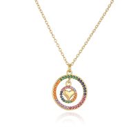 Fashion Cross Heart Shape Crown Copper Gold Plated Zircon Pendant Necklace 1 Piece sku image 2