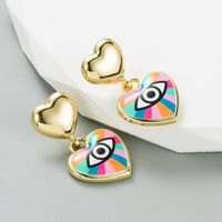 Estilo Étnico Forma De Corazón Ojo Aleación Esmalte Mujeres Pendientes De Gota 1 Par sku image 1