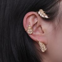 Lady Geometric Feather Alloy Plating Butterfly Metal Artificial Gemstones Earrings Ear Studs sku image 2