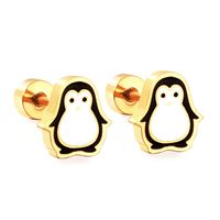 Cute Penguin Dolphin Stainless Steel Ear Studs 1 Pair sku image 9