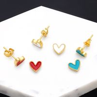 Fashion Heart Shape Copper Plating Ear Studs 1 Pair main image 1