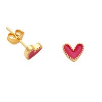 Fashion Heart Shape Copper Plating Ear Studs 1 Pair sku image 2