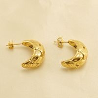 1 Paire Mode Forme C Placage Acier Au Titane Boucles D'oreilles main image 1