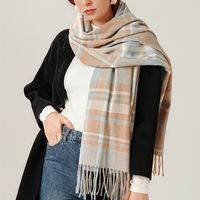 Women's Elegant Plaid Tassel Polyester Printing Winter Scarves main image 6