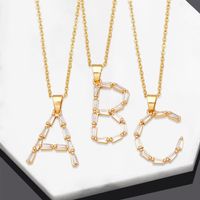 Fashion Letter Copper Inlay Zircon Pendant Necklace 1 Piece main image 6