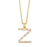 Fashion Letter Copper Inlay Zircon Pendant Necklace 1 Piece sku image 26