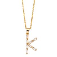 Fashion Letter Copper Inlay Zircon Pendant Necklace 1 Piece sku image 4