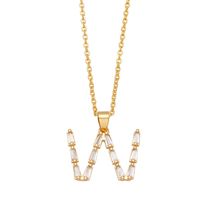 Fashion Letter Copper Inlay Zircon Pendant Necklace 1 Piece sku image 24