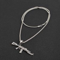 Fashion Pistol Alloy Plating Inlay Rhinestones Unisex Pendant Necklace 1 Piece sku image 5