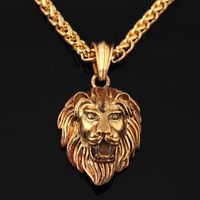 Fashion Lion Alloy Luminous Plating Inlay Rhinestones Men's Pendant Necklace 1 Piece sku image 2