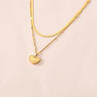 1 Piece Fashion Heart Shape Titanium Steel Layered Necklaces main image 3