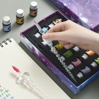Fashion Starry Sky Signature Crystal Student Water Glass Dipping Ink Pen 1 Set main image 4
