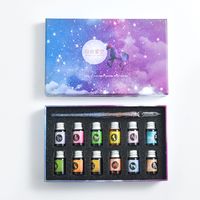 Fashion Starry Sky Signature Crystal Student Water Glass Dipping Ink Pen 1 Set main image 2