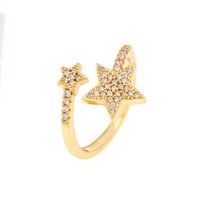 Fashion Star Snake Butterfly Copper Gold Plated Zircon Open Ring 1 Piece main image 9