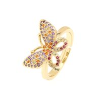Fashion Star Snake Butterfly Copper Gold Plated Zircon Open Ring 1 Piece main image 6