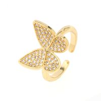 Fashion Star Snake Butterfly Copper Gold Plated Zircon Open Ring 1 Piece main image 5