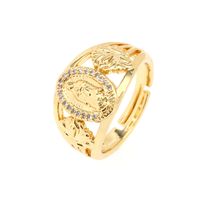 Fashion Star Snake Butterfly Copper Gold Plated Zircon Open Ring 1 Piece main image 2