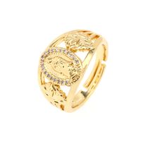 Fashion Star Snake Butterfly Copper Gold Plated Zircon Open Ring 1 Piece sku image 1