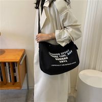 Women's All Seasons Canvas Letter Vintage Style Magnetic Buckle Shoulder Bag sku image 1