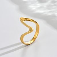 Simple Style Waves Stainless Steel Titanium Steel Irregular Rings 1 Piece main image 2