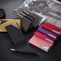 Fashion Leather Stainless Steel Thin Business Card Case sku image 1