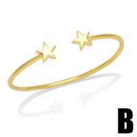 Fashion Pentagram Heart Shape Arrow Copper Gold Plated Zircon Bangle 1 Piece main image 4