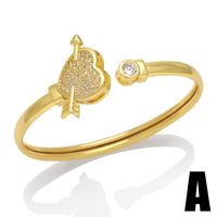 Fashion Pentagram Heart Shape Arrow Copper Gold Plated Zircon Bangle 1 Piece main image 5