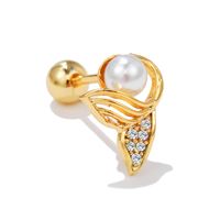 Mode Forme De Cœur Le Cuivre Placage Incruster Perles Artificielles Zircon Boucles D'oreilles 1 Pièce sku image 1