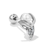 Fashion Heart Shape Copper Plating Inlay Artificial Pearls Zircon Ear Studs 1 Piece sku image 2