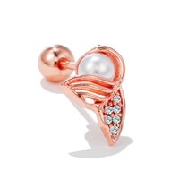 Fashion Heart Shape Copper Plating Inlay Artificial Pearls Zircon Ear Studs 1 Piece sku image 3