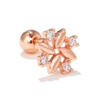 Fashion Heart Shape Copper Plating Inlay Artificial Pearls Zircon Ear Studs 1 Piece sku image 12