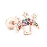 Fashion Heart Shape Copper Plating Inlay Artificial Pearls Zircon Ear Studs 1 Piece sku image 33