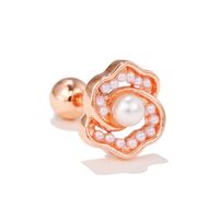 Fashion Heart Shape Copper Plating Inlay Artificial Pearls Zircon Ear Studs 1 Piece sku image 24