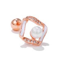 Fashion Heart Shape Copper Plating Inlay Artificial Pearls Zircon Ear Studs 1 Piece sku image 18