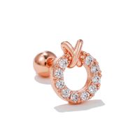 Fashion Heart Shape Copper Plating Inlay Artificial Pearls Zircon Ear Studs 1 Piece sku image 9