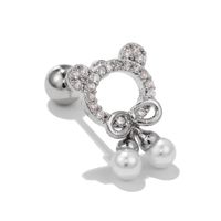 Mode Forme De Cœur Le Cuivre Placage Incruster Perles Artificielles Zircon Boucles D'oreilles 1 Pièce sku image 50