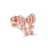 Fashion Heart Shape Copper Plating Inlay Artificial Pearls Zircon Ear Studs 1 Piece sku image 42