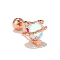 Fashion Heart Shape Copper Plating Inlay Artificial Pearls Zircon Ear Studs 1 Piece sku image 15